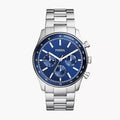 Fossil Sullivan Mens Multifunction Watch, Blue Dial, Silver Stainless Steel