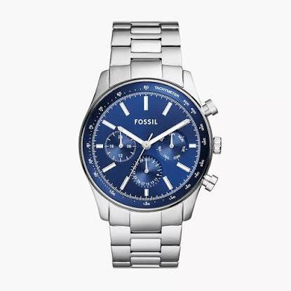 Fossil Sullivan Mens Multifunction Watch, Blue Dial, Silver Stainless Steel