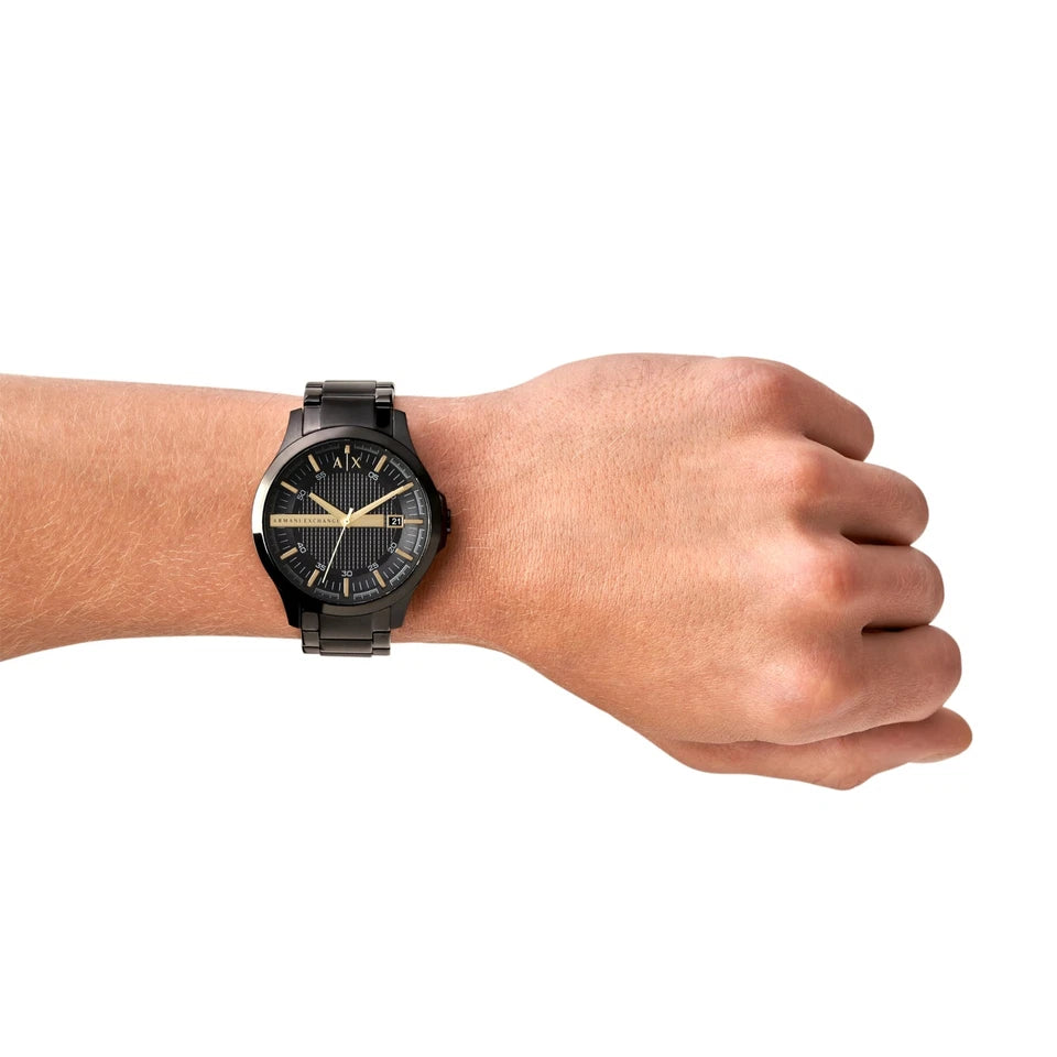 Armani Exchange Watch Stainless Steel, Color Black/Gold