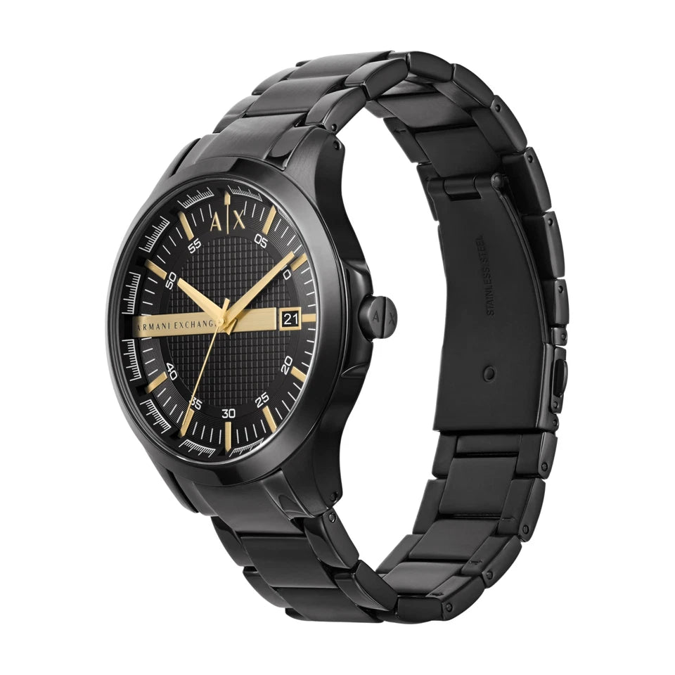 Armani Exchange Watch Stainless Steel, Color Black/Gold