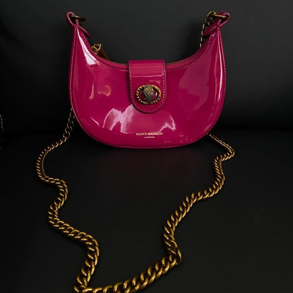 Purple Small Leather Chelsea Hobo Crossbody Bag