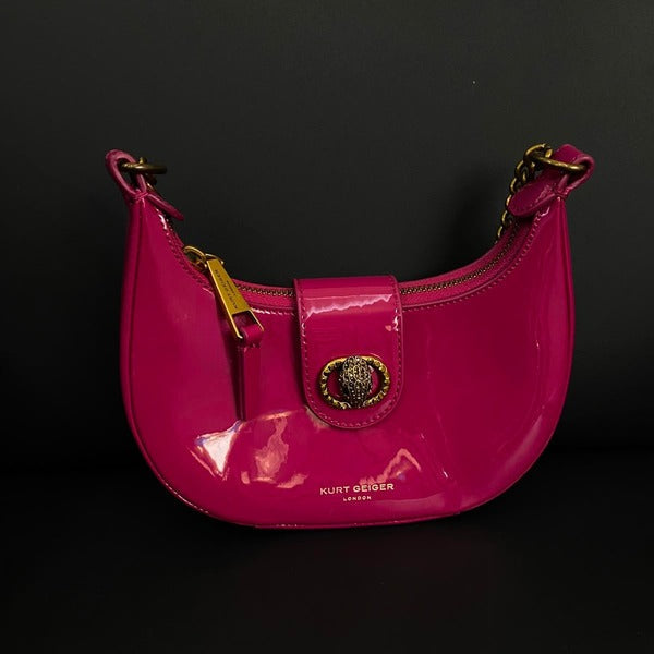 Purple Small Leather Chelsea Hobo Crossbody Bag